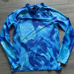 H&M Blue Swirl Rash Guard Swim Top long sleeve(Size 12/14 – Youth)